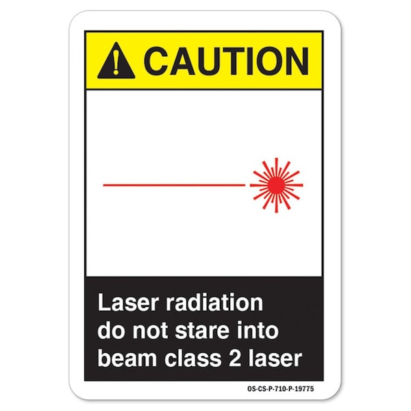 ANSI Caution, Laser Radiation Do Not Stare Into Beam Class 2 Laser, 14in X 10in, A-1014-L-19775